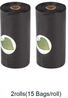 Hond Kak Zakken Milieuvriendelijke Huisdier Afvalzakken Dispenser Led Licht Voor Honden Leash Draagbare Afbreekbaar Kak Tassen Schoonmaakproducten 2 rolls zwart