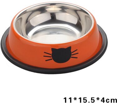 Hond Kat Bowls Rvs Antislip Duurzaam Anti-Val Honden Voerbak Voor Kleine Middelgrote Honden Kat placemat Feeder Huisdier oranje