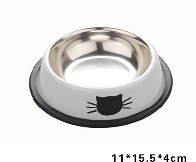 Hond Kat Bowls Rvs Antislip Duurzaam Anti-Val Honden Voerbak Voor Kleine Middelgrote Honden Kat placemat Feeder Huisdier wit