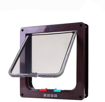 Hond Kat Flap Deur Met 4 Manier Lock Beveiliging Flap Deur Voor Katten Kitten Abs Plastic Kleine Hond Poort Kat honden Flap Huisdier Deur Chip Hond bruin / S