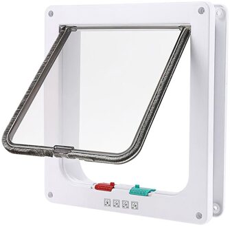 Hond Kat Flap Deur Met 4 Manier Lock Beveiliging Flap Deur Voor Katten Kitten Abs Plastic Kleine Hond Poort Kat honden Flap Huisdier Deur Chip wit