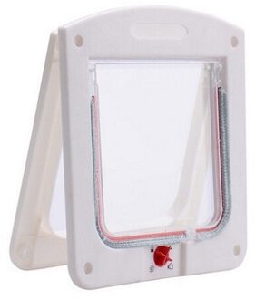 Hond Kat Flap Deur Met 4 Manier Lock Beveiliging Flap Deur Voor Katten Kitten Abs Plastic Kleine Hond Poort Kat honden Flap Huisdier Deur Mascotas wit