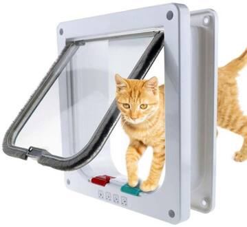 Hond Kat Flap Deur Met 4 Manier Security Lock Kitten S/M/L Kleine Huisdier Gate Deur Kit kat Honden Flap Deuren Dierbenodigdheden L 25X23.5X5.5cm