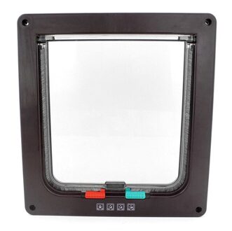 Hond Kat Flap Deur Met 4 Way Locking Security Lock Flap Gate Weerbestendig Voor Honden Katten Huisdier Puppy Kitten Abs plastic Gates Deuren koffie / L