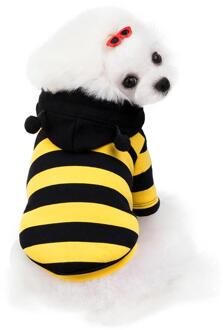 Hond Kat Jasje Gestreepte Pet Puppy Hoodie Trui Bee Winter Warm Kleding Apperal 5 maten 2 Kleuren Geel / XXL