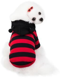 Hond Kat Jasje Gestreepte Pet Puppy Hoodie Trui Bee Winter Warm Kleding Apperal 5 maten 2 Kleuren Rood / XXL