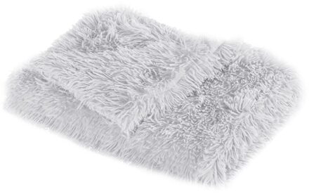 Hond Kat Matten Lange Pluche Double Layer Wasbaar Katten Nest Huisdier Kussen Mat Super Zachte Kennel Voor Kleine Honden Katten slapen grijs / 78x54 CM