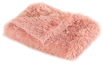 Hond Kat Matten Lange Pluche Double Layer Wasbaar Katten Nest Huisdier Kussen Mat Super Zachte Kennel Voor Kleine Honden Katten slapen roze / 100x75 CM