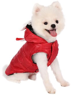 Hond Kat Windjack Winter Warm Jasje Warme Dikke Pet Puppy Hoodie Winter Warme Kleding Apperal Rood / L