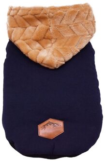 Hond Katoen gevoerde Hooded Effen Kleur Vest Verdikking Jas Puppy Jassen Herfst Winter Jas Jumpsuit Voor Kleine Medium hond Blauw / XXL