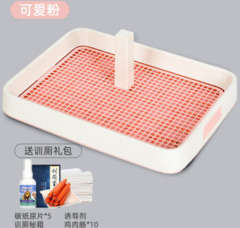 Hond Kattenbak Puppy Training Pads Kak Scooper Poot Hond Wc Stront Kleine Huisdier Wc Zand Doos Inodoro Mesh hond Lade EE50CS Roze
