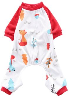 Hond Kleding Gedrukt Casual Waterdichte Pyjama Kostuums Bovenkleding Voor Kleine Honden Puppy Product Huisdieren Benodigdheden Rood / M