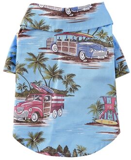 Hond Kleding Strand Overhemd Hond Zomer Hawaiian Shirt Casual Pet Travel Shirt Bloemen Korte Mouw Hond Kat Blouse Blauw / L