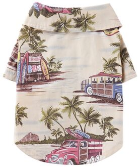 Hond Kleding Strand Overhemd Hond Zomer Hawaiian Shirt Casual Pet Travel Shirt Bloemen Korte Mouw Hond Kat Blouse geel / L