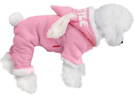 Hond Kleren Huisdier Polyester-katoen Capuchon Hond Warm Winter Verdikking Jumpsuit 4-legged Grijs Roze Kleding kostuum # y P / L