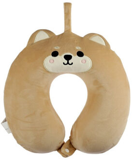 Hond knuffel kussen met ophanglus voor kinderen - Nekkussens Bruin