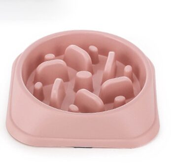 Hond Kom Slow Feeder Pet Bowls Feeding Dish Plastic Anti Verstikking Puppy Kat Eten Voedsel Plaat Draagbare Reizen Huisdieren Producten roze / L