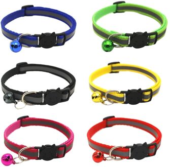 Hond Kraag 6 Pack Reflecterende Kat Halsbanden Veiligheid Quick Release Met Bell-Verstelbare 19-32Cm Hond Accessoires ошейник Для Собак