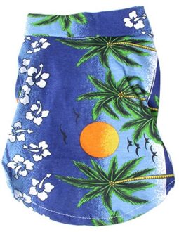 Hond Lente Zomer Gedrukt Strand Overhemd Hond Casual Reizen Kleding Bloemen Korte Mouw Shirts Blauw / M
