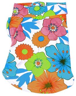 Hond Lente Zomer Gedrukt Strand Overhemd Hond Casual Reizen Kleding Bloemen Korte Mouw Shirts wit / XL