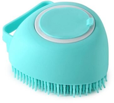 Hond Massage Shampoo Borstel Kat Kam Grooming Scrubber Borstel Voor Zwemmen Korte Haar Zachte Siliconen Rubber Borstels Accessoires hart blauw