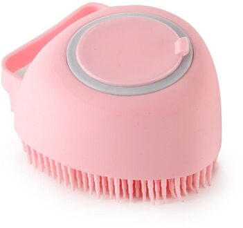 Hond Massage Shampoo Borstel Kat Kam Grooming Scrubber Borstel Voor Zwemmen Korte Haar Zachte Siliconen Rubber Borstels Accessoires hart roze