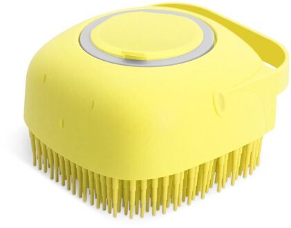 Hond Massage Shampoo Borstel Kat Kam Grooming Scrubber Borstel Voor Zwemmen Korte Haar Zachte Siliconen Rubber Borstels Accessoires plein geel