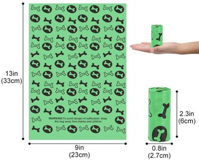 Hond Mest Zak Biologisch Afbreekbaar Milieubescherming Huisdier Vuilniszak 23Cm X 33Cm Groene Vuilniszak Pet Producten 8 / 16 / 24 Volum 16 stukken groen