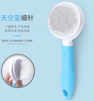 Hond Ontharing Naald Kammen Bont Reinigingsborstel Grooming Grote Maat Kammen Tool Candy Kleur Antislip Huisdieren leverancier Originele blauw-Fine needle