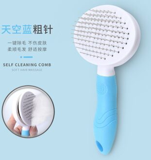 Hond Ontharing Naald Kammen Bont Reinigingsborstel Grooming Grote Maat Kammen Tool Candy Kleur Antislip Huisdieren leverancier Originele blauw-Thick needle