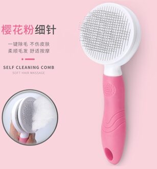 Hond Ontharing Naald Kammen Bont Reinigingsborstel Grooming Grote Maat Kammen Tool Candy Kleur Antislip Huisdieren leverancier Originele roze-Fine needle