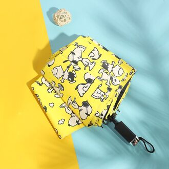 Hond Patroon Paraplu Pocket Paraplu Drie Vouwen Verse Party Honden Parasol Zonnige Regenachtige 4 Kleur Paraplu Vrouwen B-geel