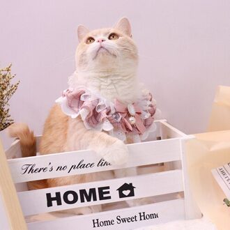 Hond Pet Bows Ketting Leuke Kitty Schortje Puppy Accessoires Blauwe Diamant Kant Kat Kraag Bandana Slabbetjes Prinses Strass Sieraden Roze / XS