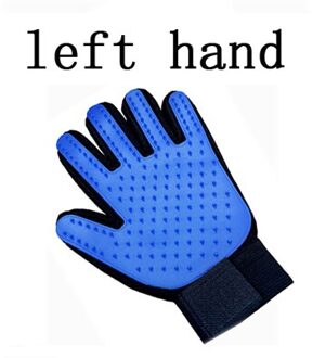 Hond Pet Grooming Handschoen Siliconen Katten Borstel Kam Deshedding Haar Handschoenen Honden Bad Schoonmaakproducten Dier Kammen Massage Handschoenen links blauw