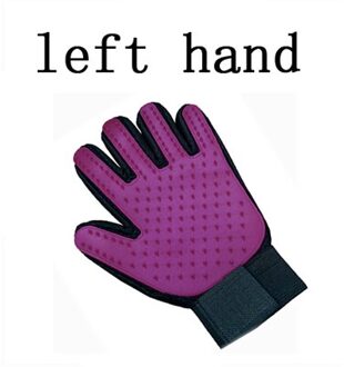 Hond Pet Grooming Handschoen Siliconen Katten Borstel Kam Deshedding Haar Handschoenen Honden Bad Schoonmaakproducten Dier Kammen Massage Handschoenen links paars