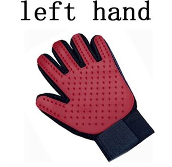 Hond Pet Grooming Handschoen Siliconen Katten Borstel Kam Deshedding Haar Handschoenen Honden Bad Schoonmaakproducten Dier Kammen Massage Handschoenen links rood