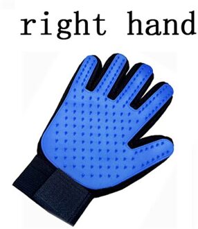 Hond Pet Grooming Handschoen Siliconen Katten Borstel Kam Deshedding Haar Handschoenen Honden Bad Schoonmaakproducten Dier Kammen Massage Handschoenen rechtsaf blauw