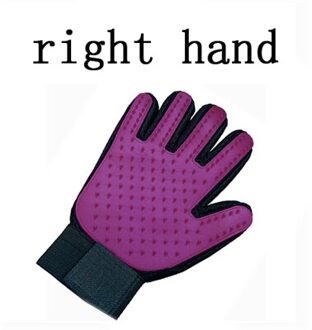 Hond Pet Grooming Handschoen Siliconen Katten Borstel Kam Deshedding Haar Handschoenen Honden Bad Schoonmaakproducten Dier Kammen Massage Handschoenen rechtsaf paars