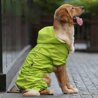 Hond Regenjas Outdoor Waterdichte Kleding Hoge Hals Hooded Jumpsuit Overalls Mantel Labrador Golden Retriever Hond Kleren groen / XXL