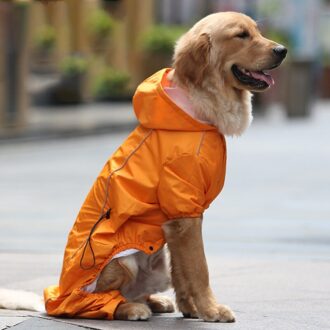 Hond Regenjas Outdoor Waterdichte Kleding Hoge Hals Hooded Jumpsuit Overalls Mantel Labrador Golden Retriever Hond Kleren oranje / M