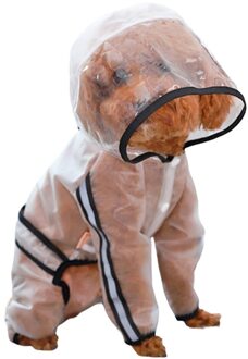 Hond Regenjas Puppy Vier Voeten Hooded Transparante Waterdichte Teddy Grote Huisdier Regen Uit Kleding Voor Dieren M