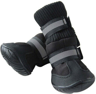 Hond Schoenen Waterdichte Schoenen Huisdier Anti Skid Hond Laarzen Voor Medium/Grote Labrador Husky Schoenen Regendicht Winter Warm laarzen zwart / S