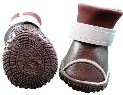 Hond Schoenen Zachte Waterdichte Antislip Slijtvaste Lederen Kat Chihuahua Regen Laarzen Mascotas Botas Perros Para accessoires bruin / 2