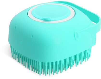 Hond Shampoo Borstel 2.7Oz/80Ml Kat Massage Kam Grooming Scrubber Borstel Voor Zwemmen Korte Haar Zacht siliconen Rubber Borstels Blauw