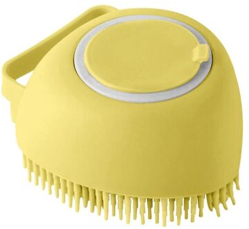 Hond Shampoo Borstel 2.7Oz/80Ml Kat Massage Kam Grooming Scrubber Borstel Voor Zwemmen Korte Haar Zacht siliconen Rubber Borstels geel