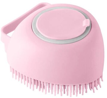 Hond Shampoo Borstel 2.7Oz/80Ml Kat Massage Kam Grooming Scrubber Borstel Voor Zwemmen Korte Haar Zacht siliconen Rubber Borstels roze