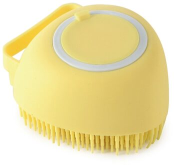 Hond Shampoo Borstel Kat Massage Kam Grooming Scrubber Borstel Voor Zwemmen Korte Haar Zachte Silicone Cleaning Rubber Massage Tool geel