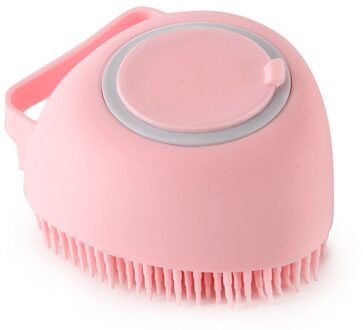 Hond Shampoo Borstel Kat Massage Kam Grooming Scrubber Borstel Voor Zwemmen Korte Haar Zachte Silicone Cleaning Rubber Massage Tool roze