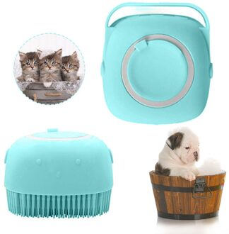 Hond Shampoo Borstel Kat Massage Kam Grooming Scrubber Borstel Voor Zwemmen Korte Haar Zachte Siliconen Rubber Borstels blauw