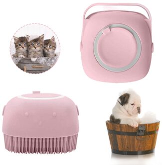 Hond Shampoo Borstel Kat Massage Kam Grooming Scrubber Borstel Voor Zwemmen Korte Haar Zachte Siliconen Rubber Borstels roze